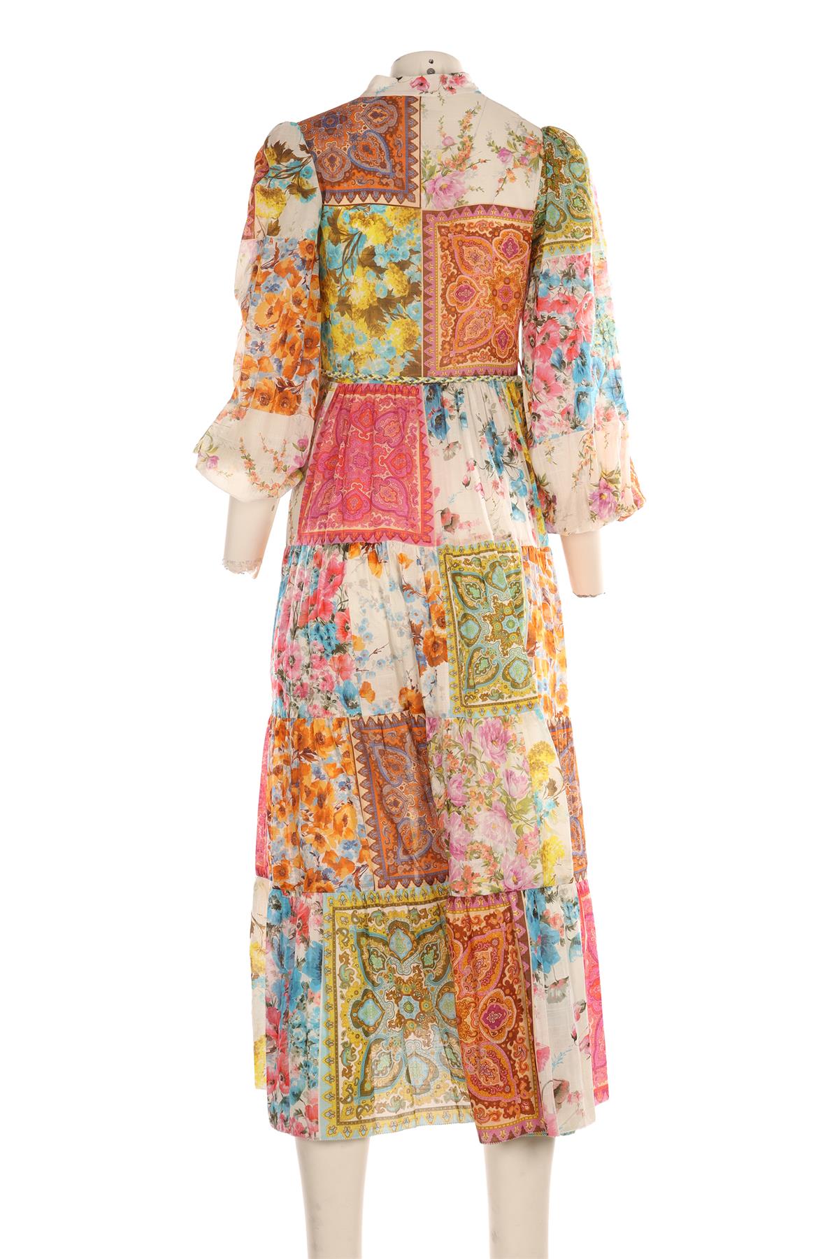 ZIMMERMANN MULTI COTTON MAXI DRESS 0 UK 8