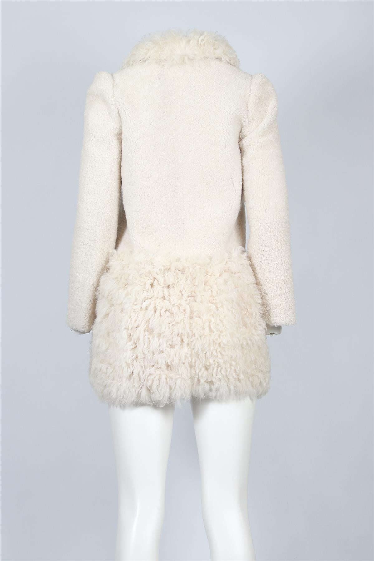 MIU MIU CREAM SHEARLING COAT FR 38 UK 10