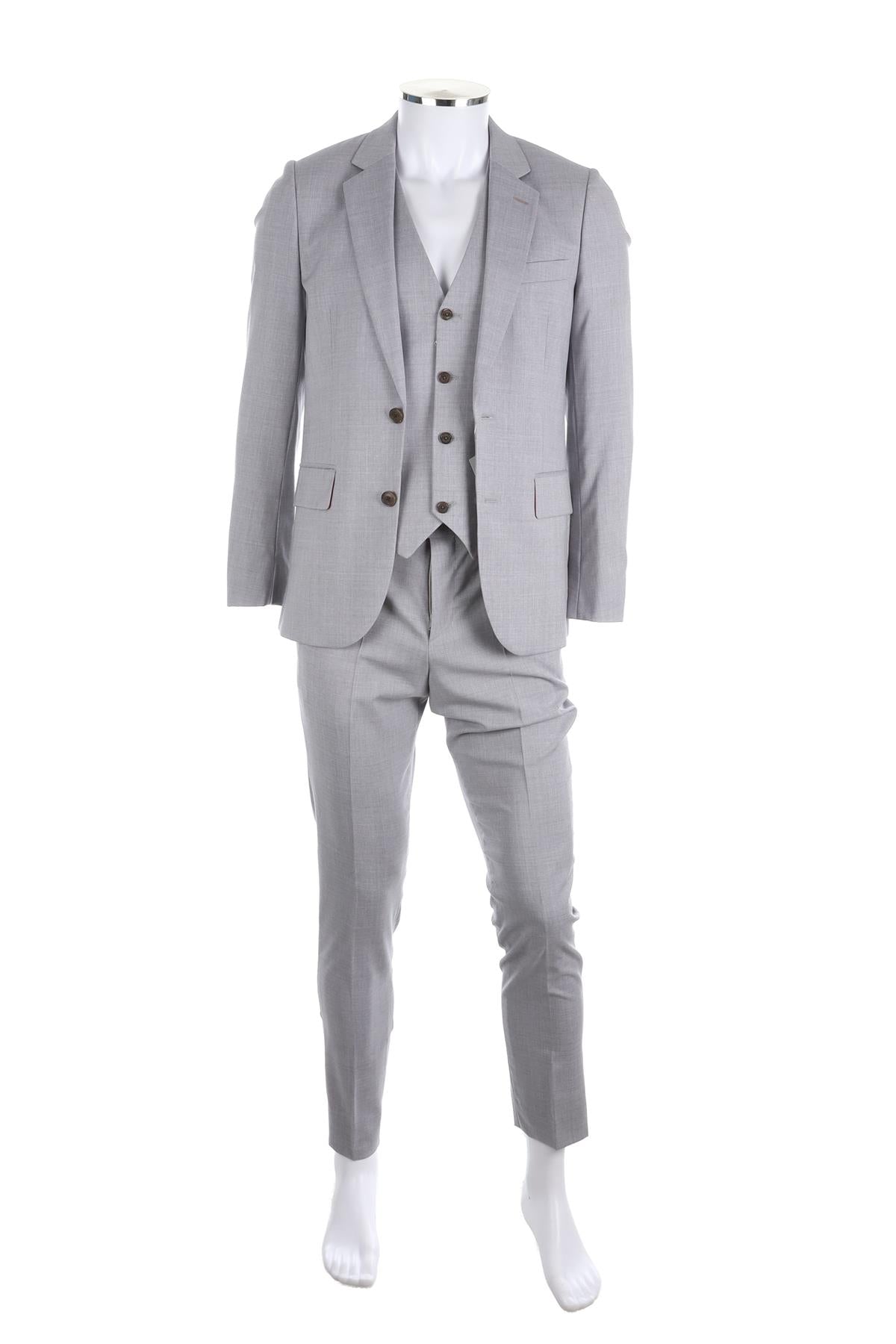 PAUL SMITH GREY MENS WOVEN THREE-PIECE SUIT UK/US 36 FR 36 IT 46