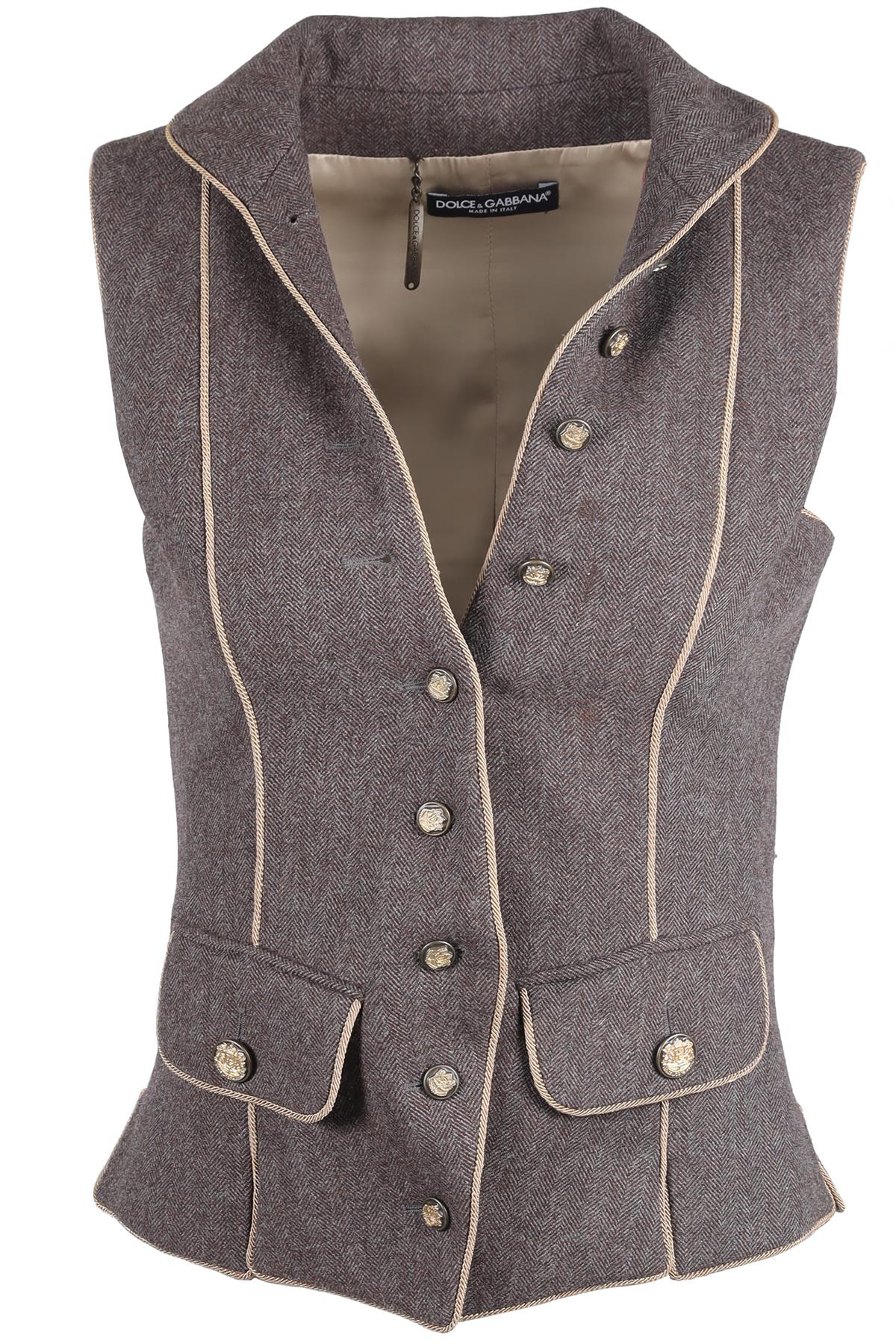 DOLCE & GABBANA BROWN WOOL WAISTCOAT IT 40 UK 8