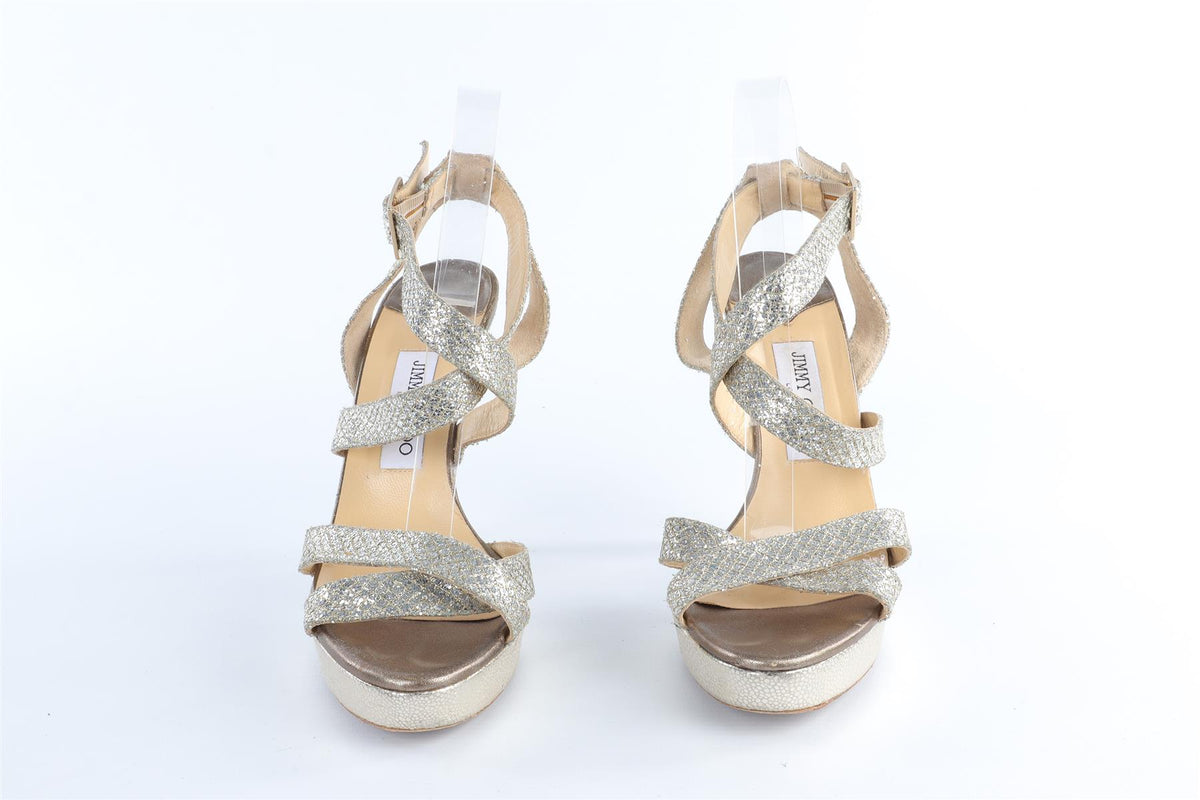 JIMMY CHOO SILVER LEATHER SANDALS