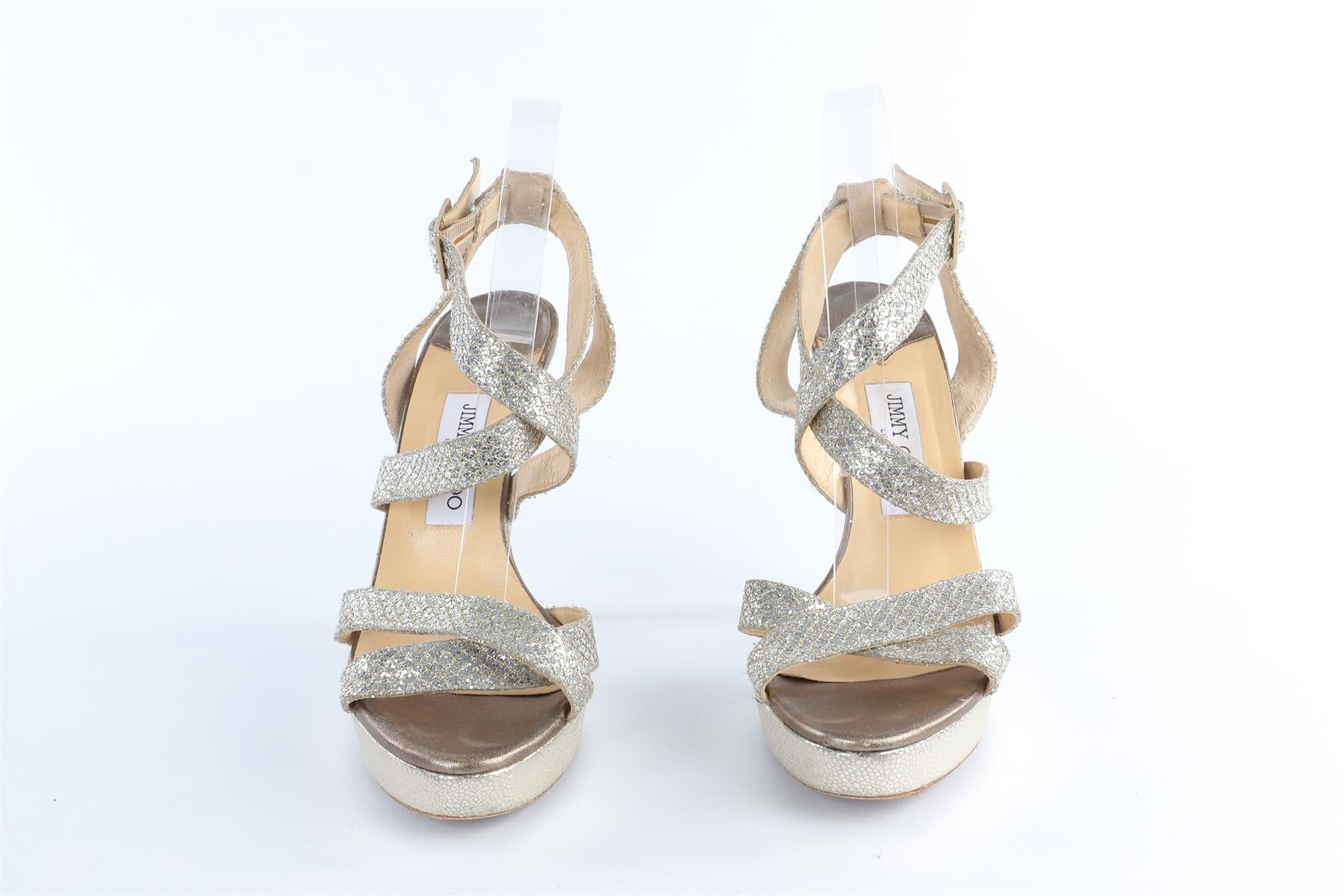 JIMMY CHOO SILVER LEATHER SANDALS