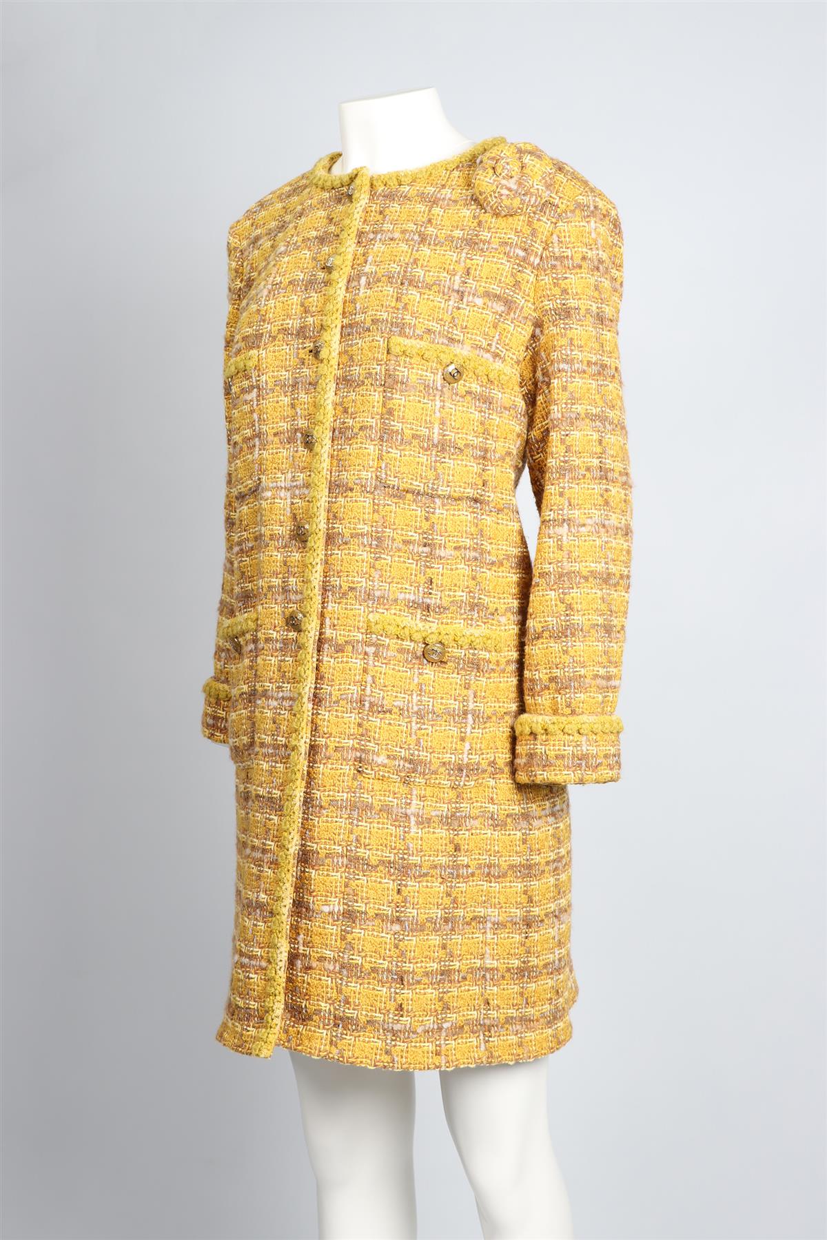 CHANEL YELLOW 2024 TWEED COAT FR 46 UK 18