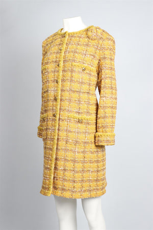 CHANEL YELLOW 2024 TWEED COAT FR 46 UK 18