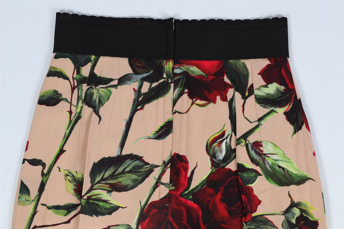 DOLCE & GABBANA FLORAL PRINT SILK BLEND MINI SKIRT IT 38 UK 6