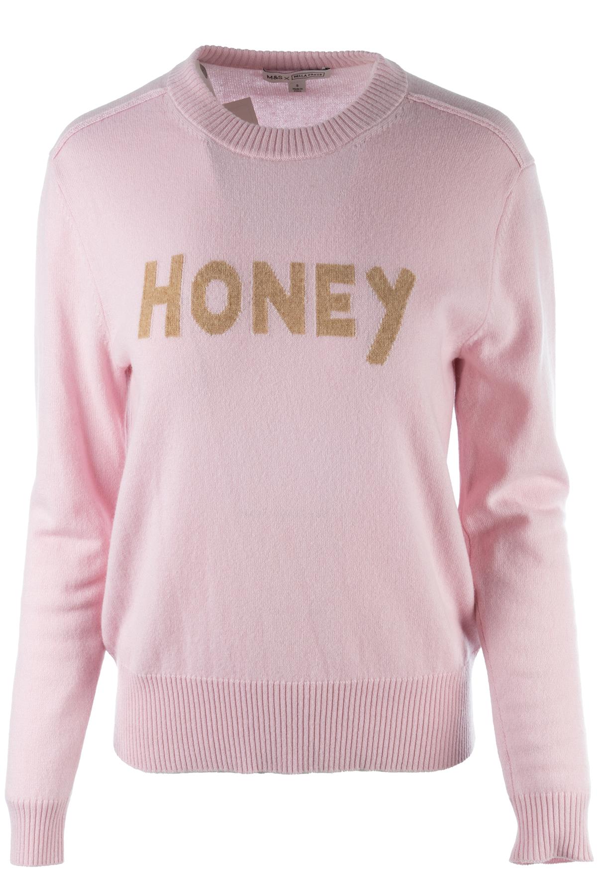 M&S X BELLA FREUD PINK CASHMERE SWEATER SMALL