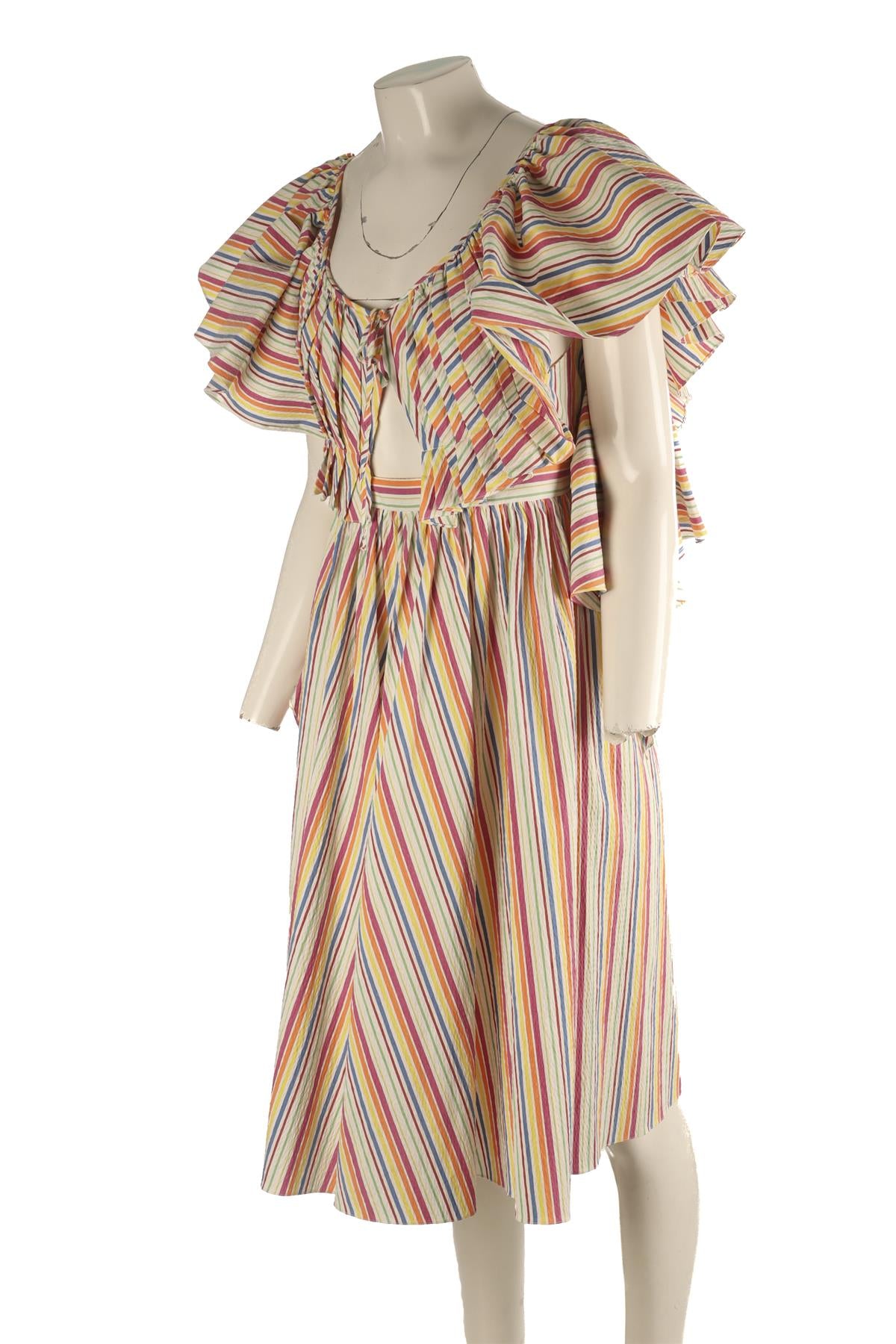 ROSIE ASSOULIN MULTI COTTON MIDI DRESS XSMALL