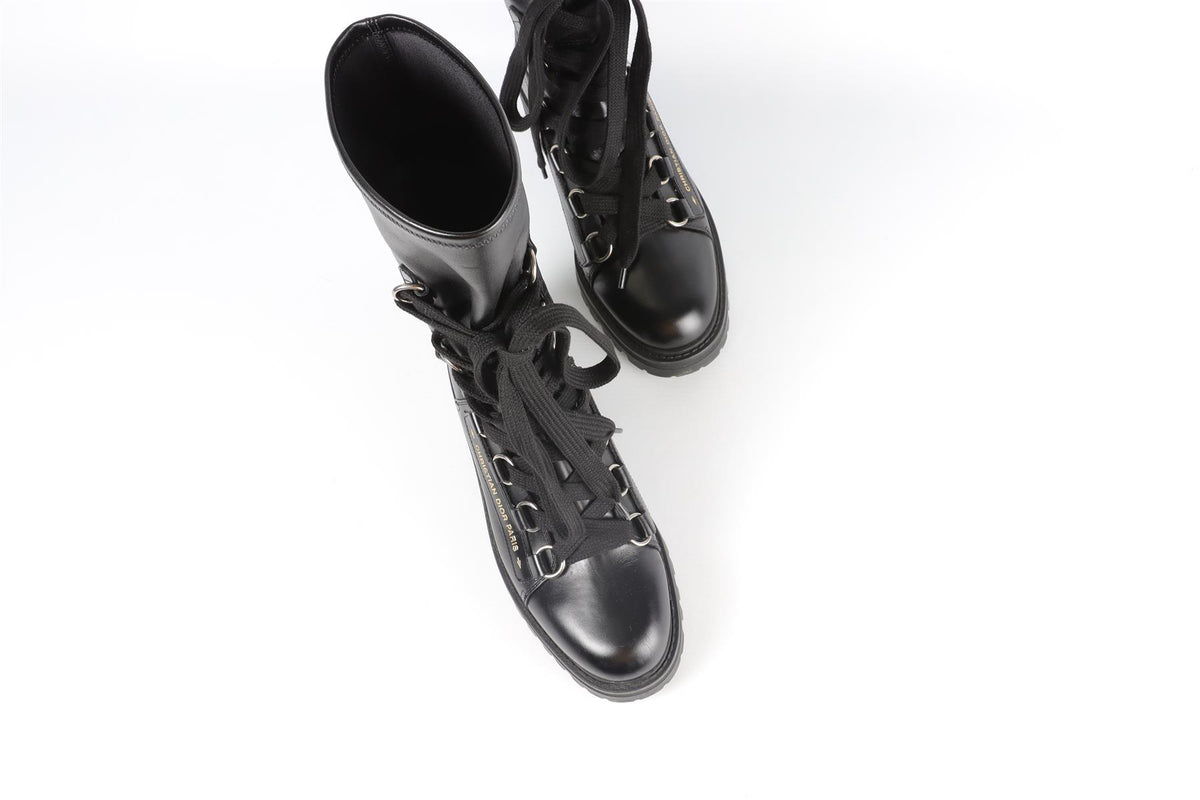 CHRISTIAN DIOR BLACK D-FIGHT LEATHER BOOTS EU 40 UK 7 US 10