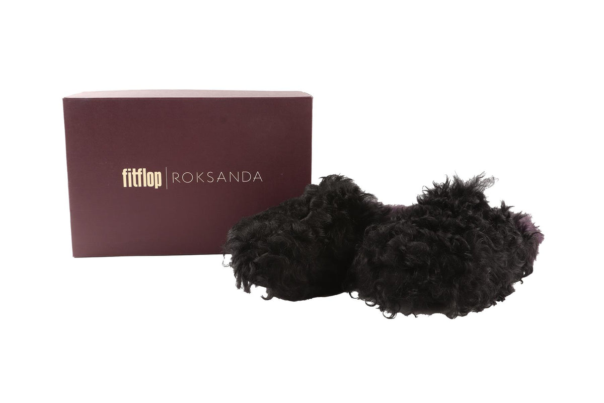 FITFLOP + ROKSANDA BLACK SHEARLING CLOGS EU 39 UK 6 US 9