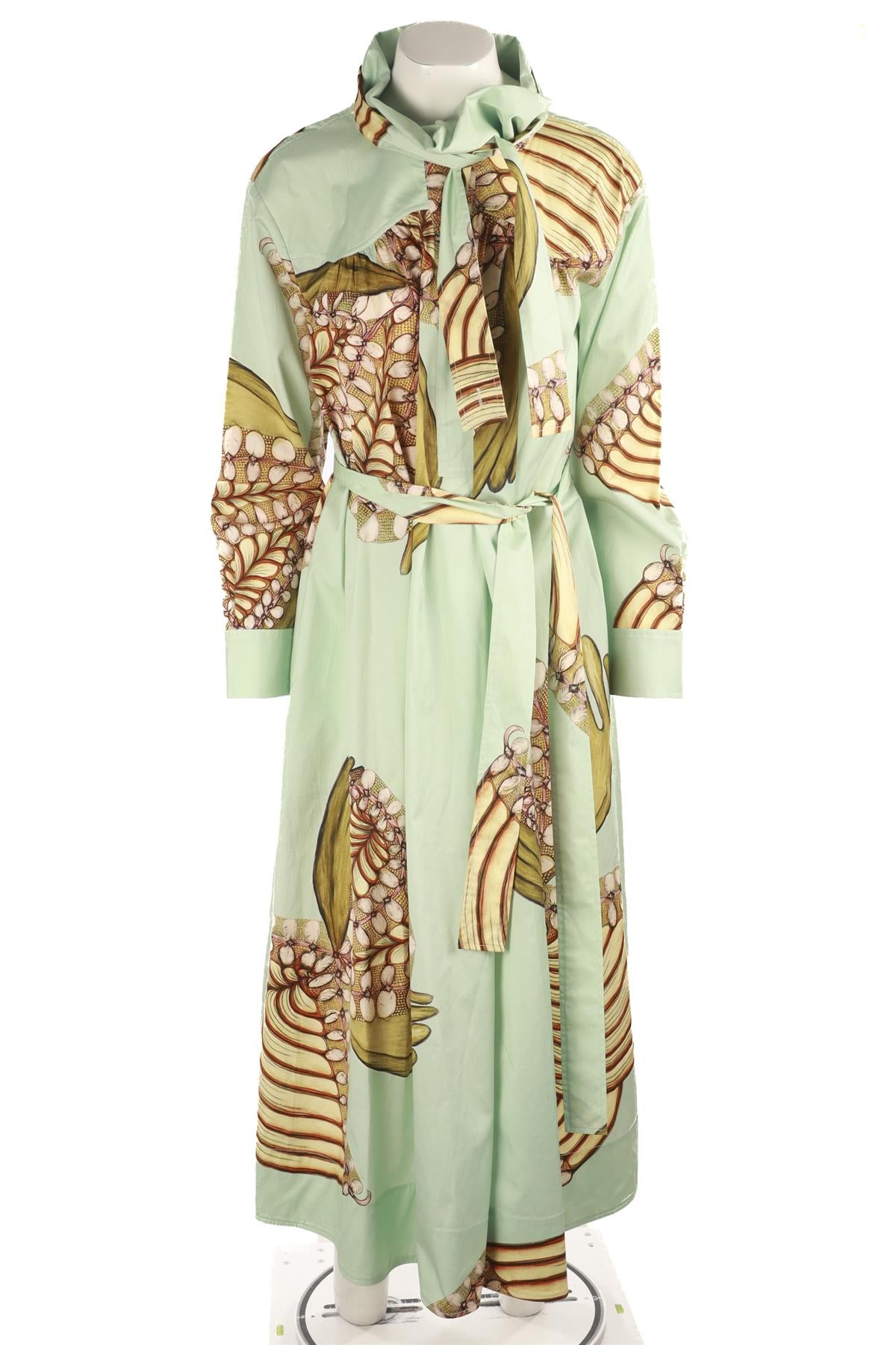 ULLA JOHNSON GREEN COTTON MAXI DRESS US 4 UK 8