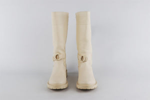 CHRISTIAN DIOR WHITE D-MAJOR LEATHER KNEE HIGH BOOTS EU 41 UK 8 US 11