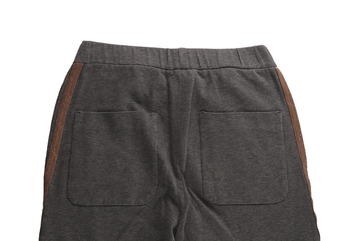 BRUNELLO CUCINELLI GREY COTTON TRACK PANTS IT 38 UK 6