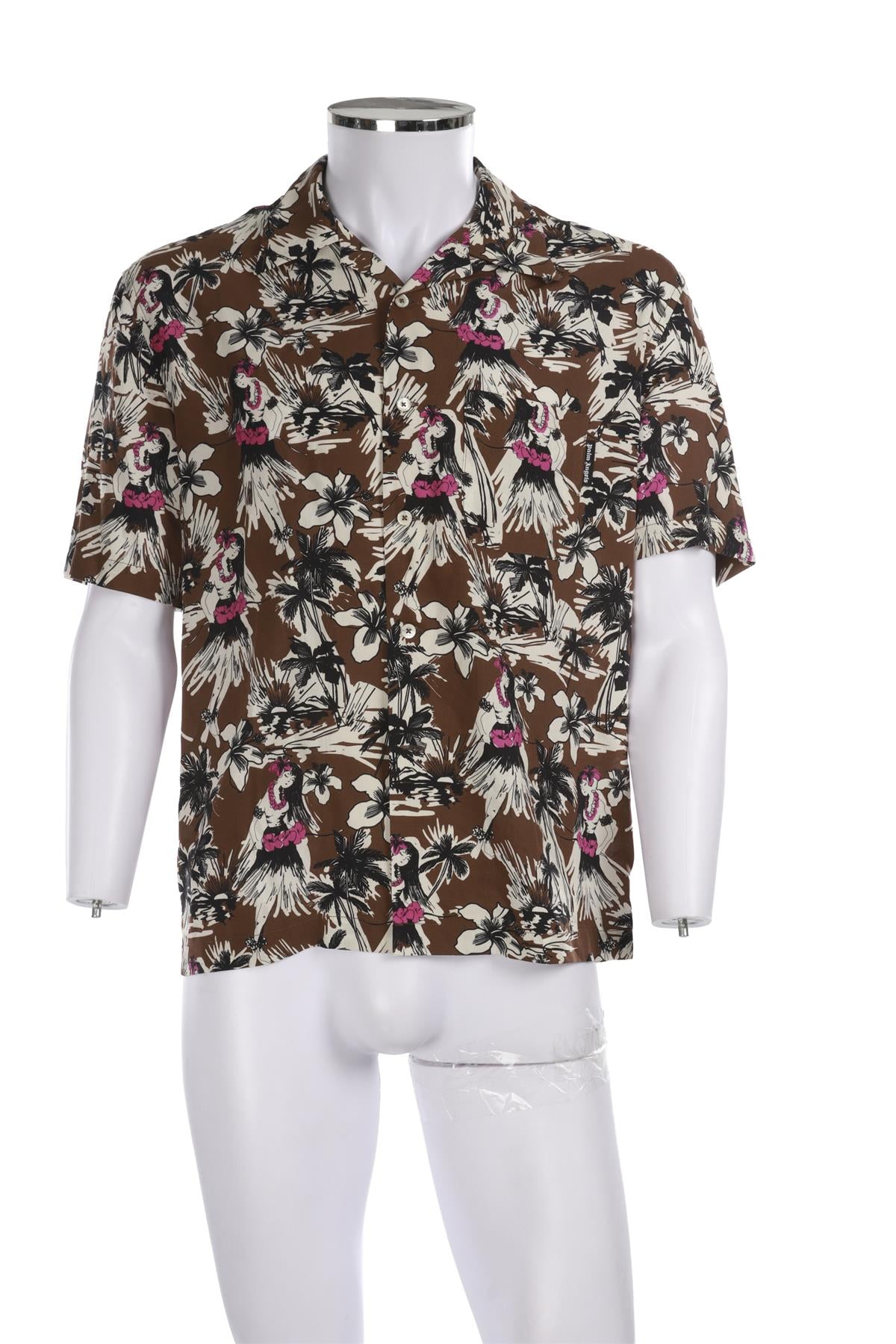PALM ANGELS BROWN MEN'S JERSEY SHIRT IT 48 UK 38
