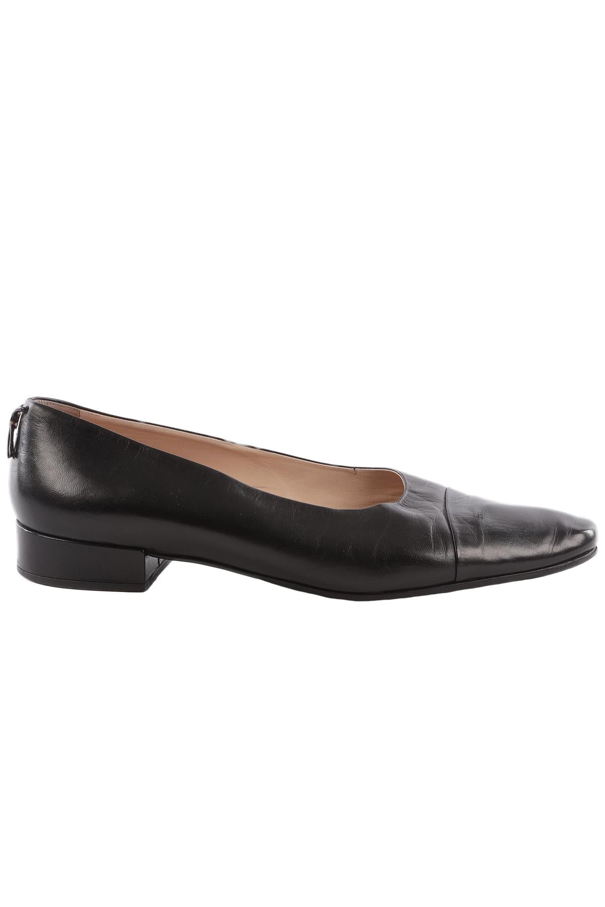 CHANEL BLACK VINTAGE LEATHER BALLET FLATS EU 39 UK 6 US 9