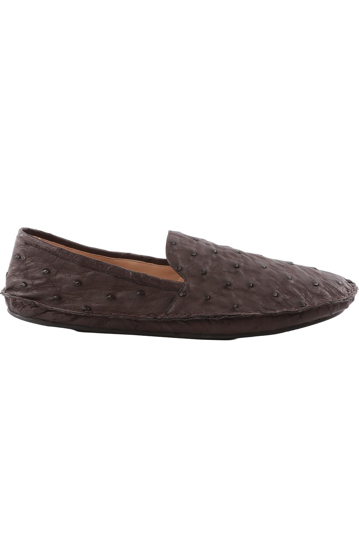 BROWN VASKO OSTRICH LOAFERS