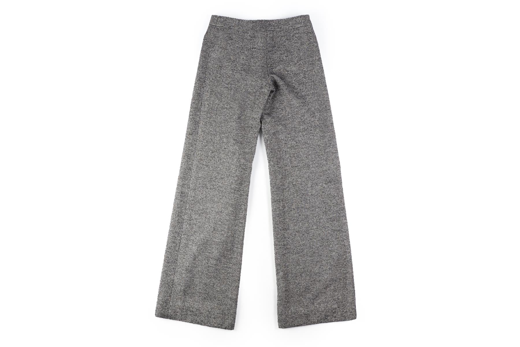 CHANEL GREY 2005 WOOL WIDE LEG PANTS FR 34 UK 6