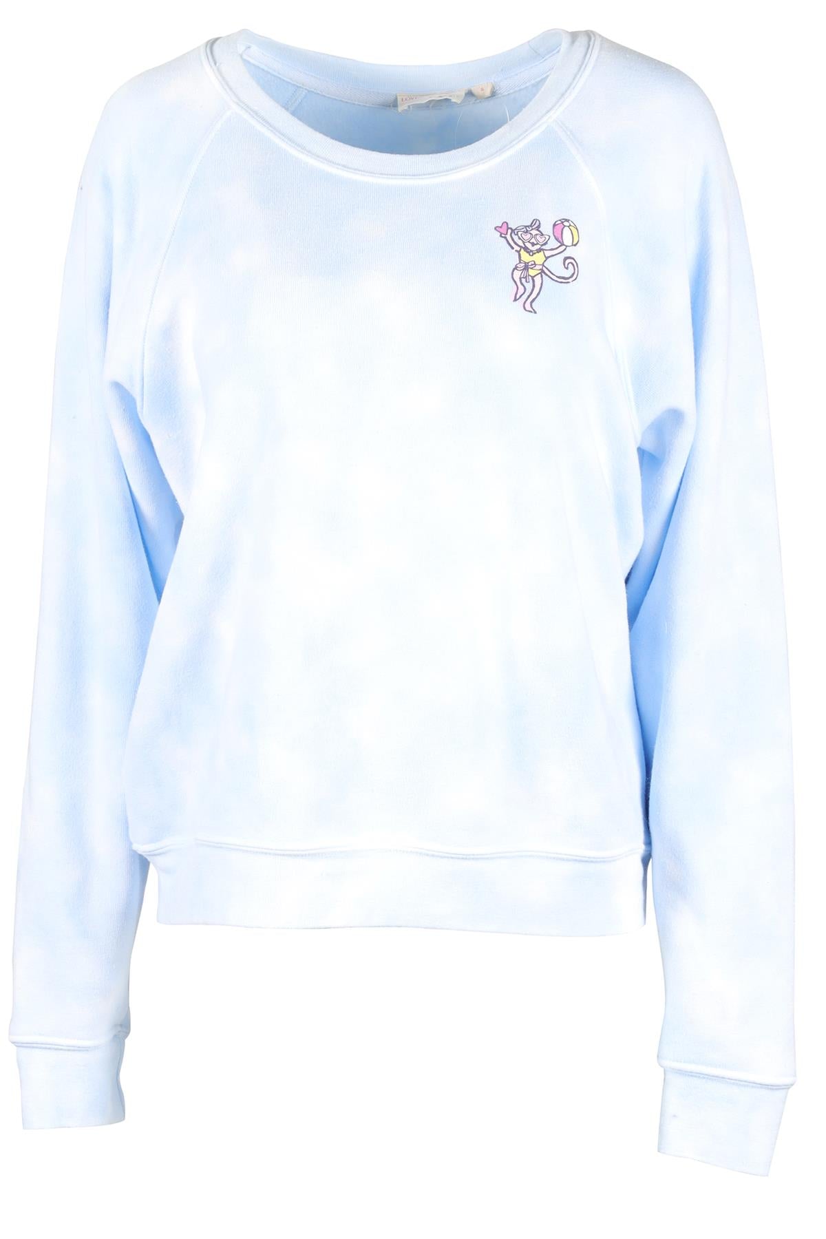 LOVESHACKFANCY X ROLLER RABBIT BLUE COTTON SWEATSHIRT SMALL