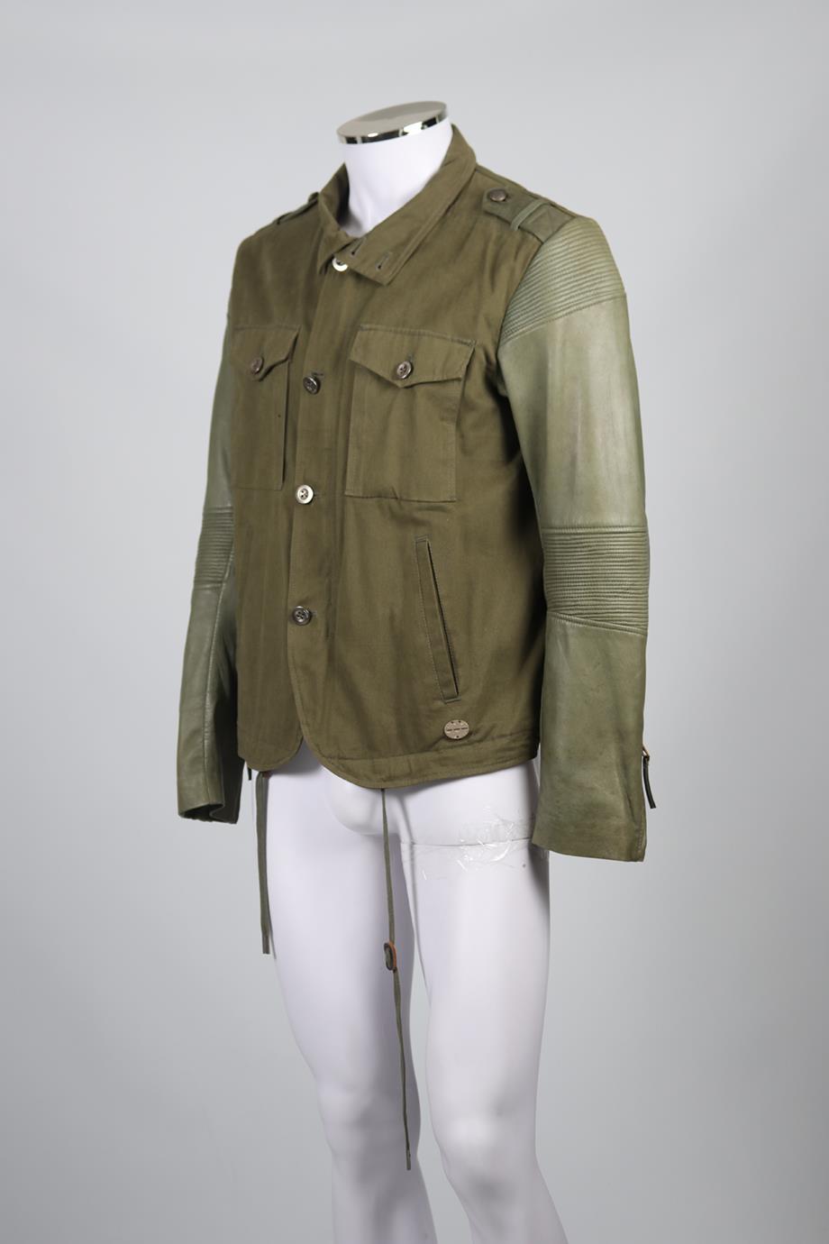 DIESEL MEN'S COTTON AND LEATHER JACKET LARGE