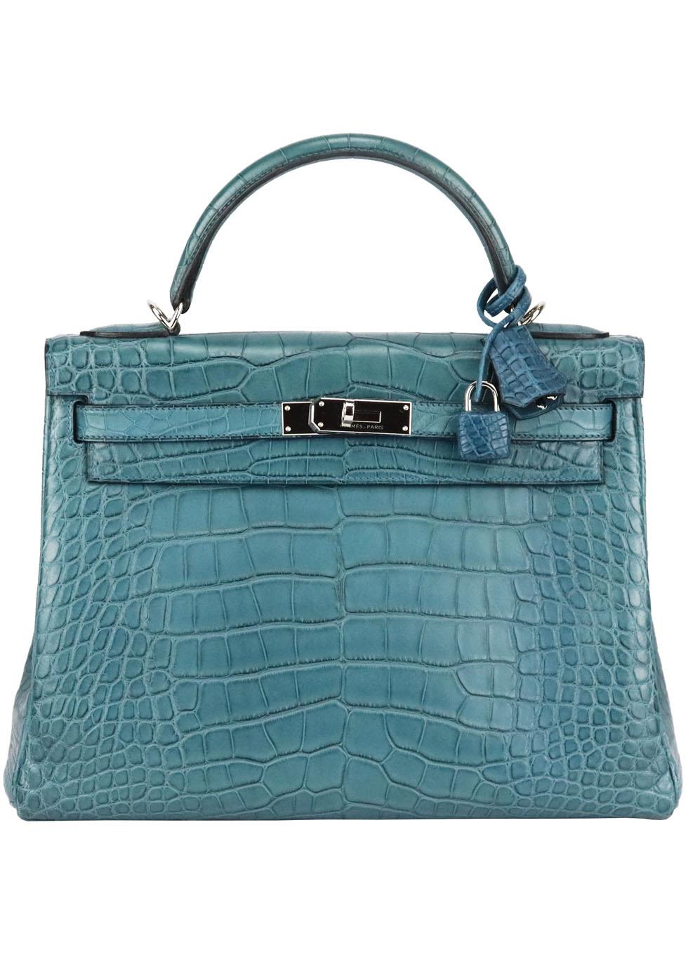 HERMÈS 2015 KELLY 32CM MATTE ALLIGATOR MISSISSIPPIENSIS LEATHER BAG