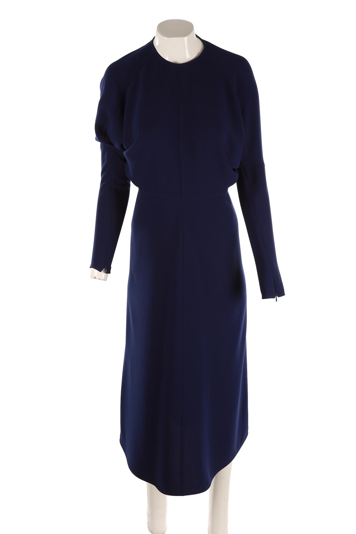 VICTORIA BECKHAM BLUE CREPE MIDI DRESS UK 8