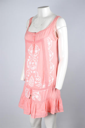MELISSA ODABASH PINK VOILE MINI DRESS SMALL