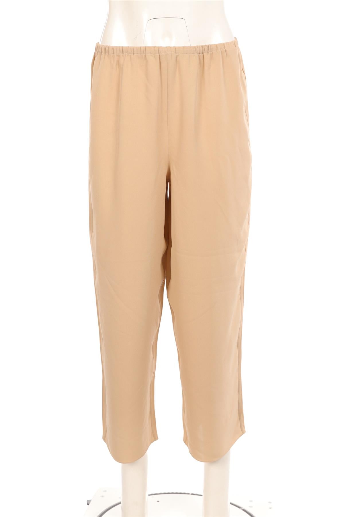THEORY BEIGE SILK WIDE LEG PANTS SMALL