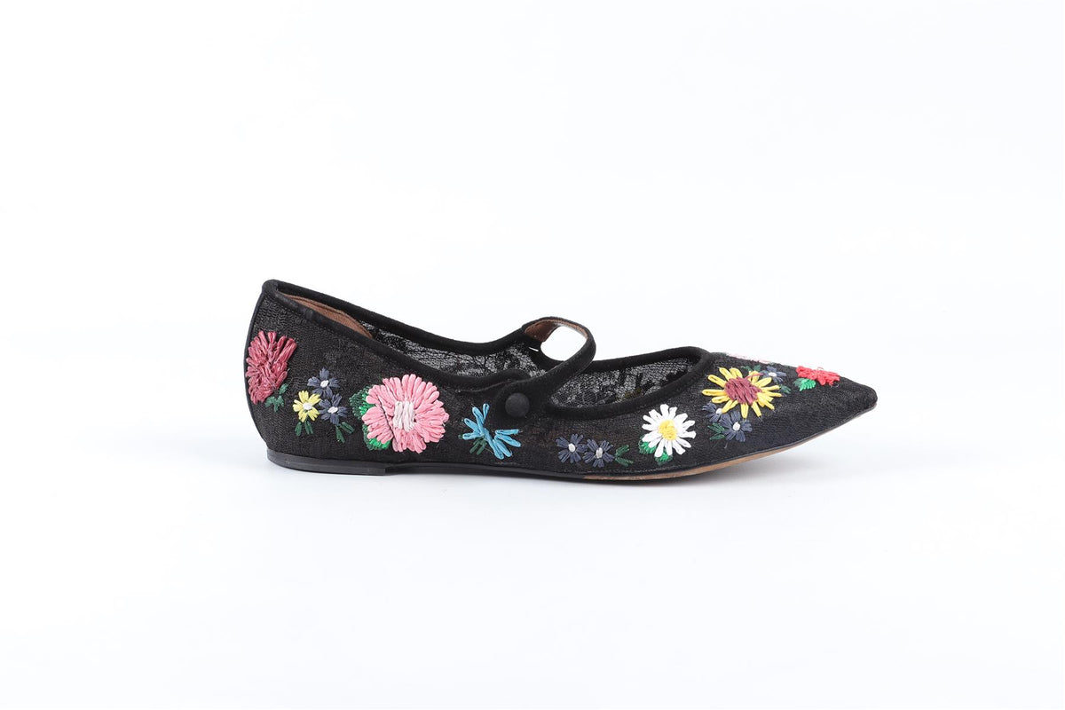 TABITHA SIMMONS BLACK MESH BALLET FLATS EU 38.5 UK 5.5 US 8.5