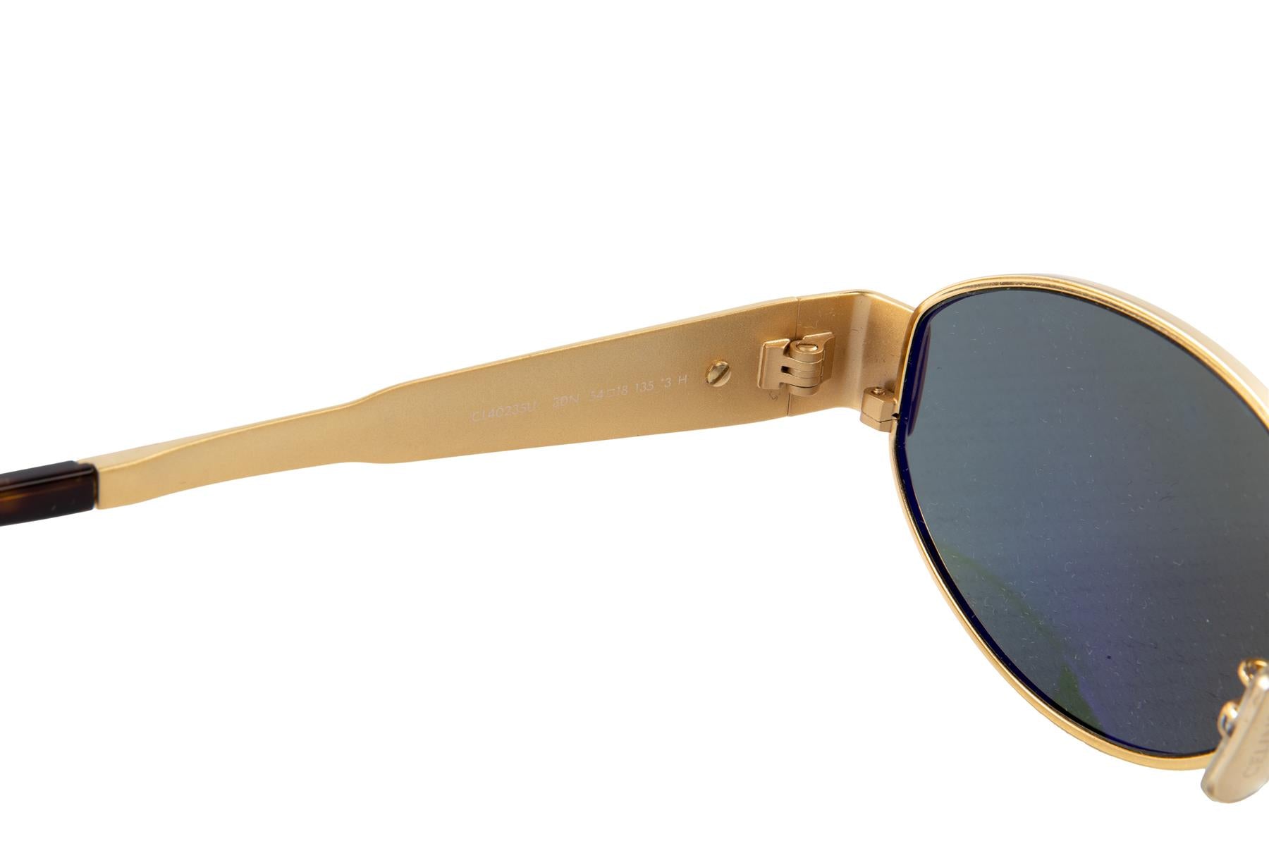 CELINE GOLD TRIOMPHE OVAL FRAME GOLD TONE SUNGLASSES