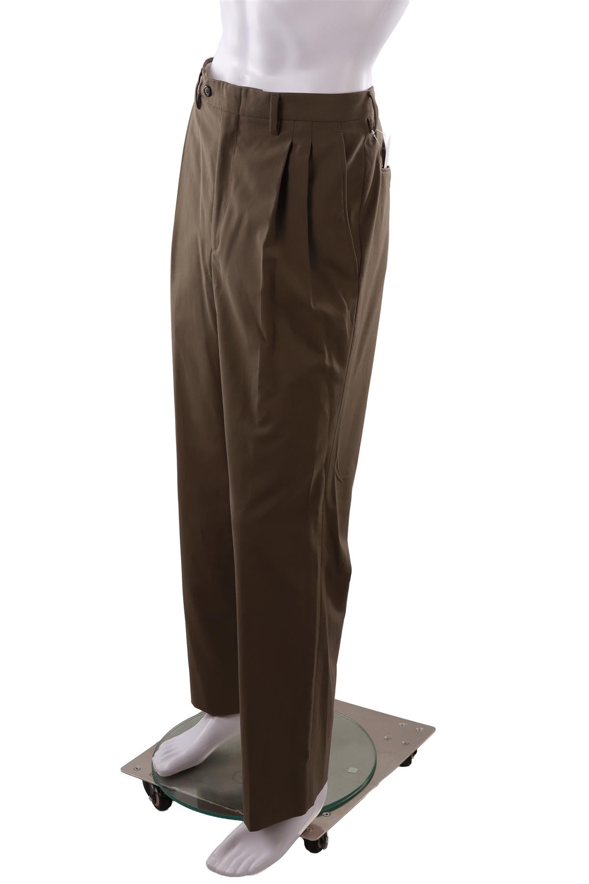 KHAKI MEN'S WOOL STRAIGHT LEG PANTS