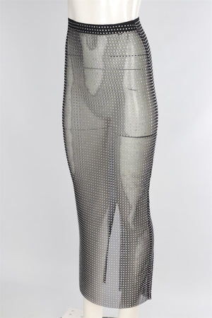 GIUSEPPE DI MORABITO BLACK MESH MIDI SKIRT IT 38 UK 6
