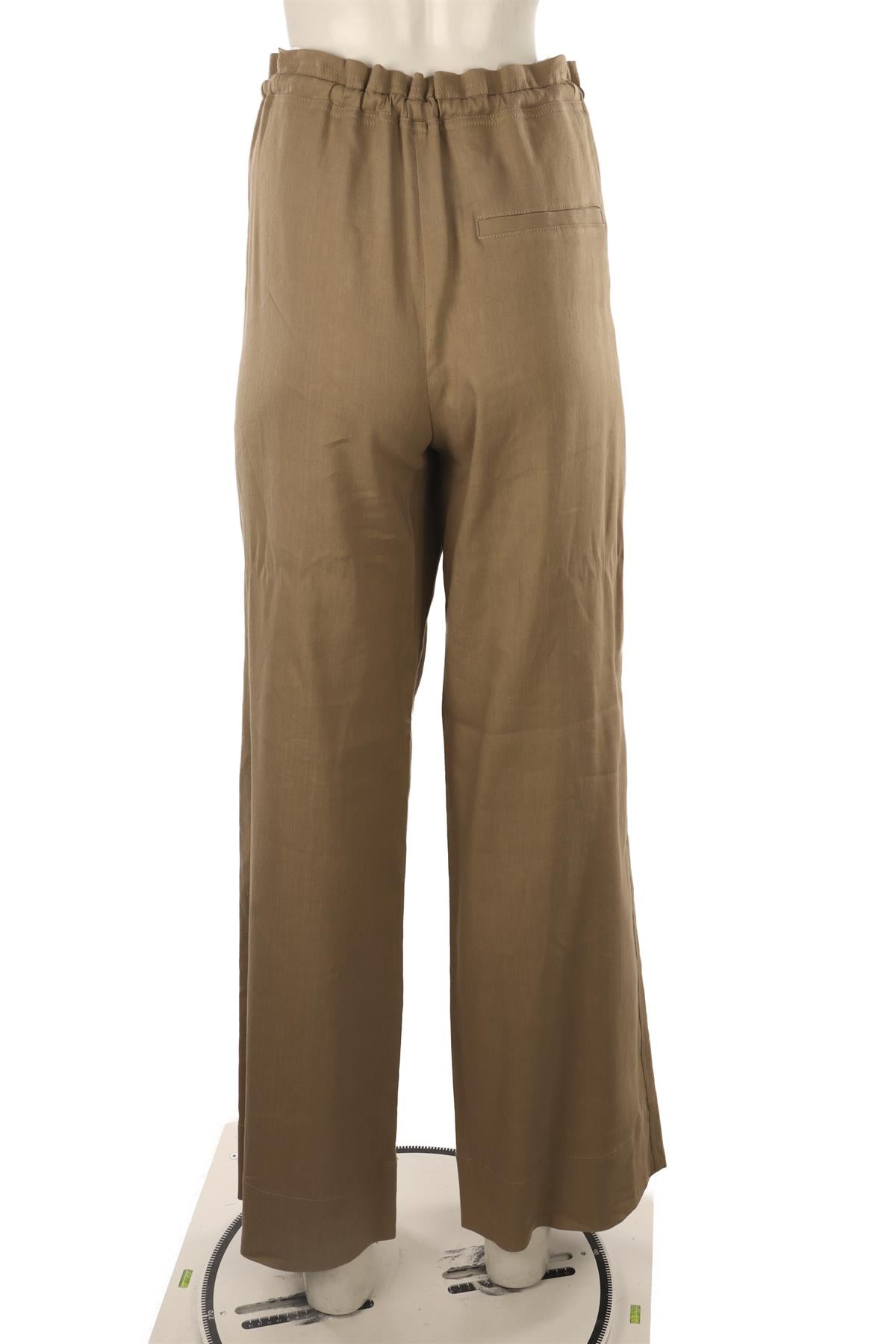 PROENZA SCHOULER BEIGE LINEN WIDE LEG PANTS LARGE