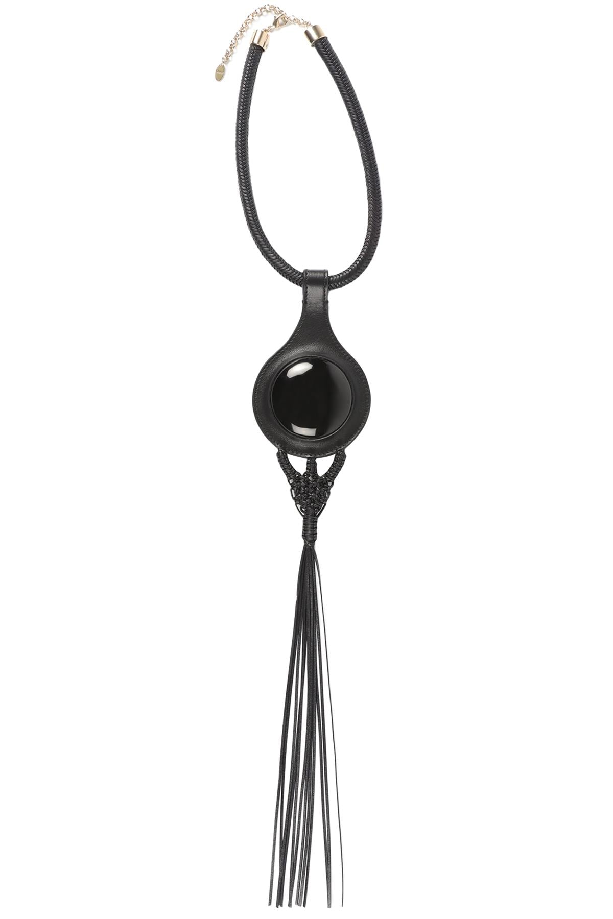 CHLOÉ BLACK LEATHER NECKLACE
