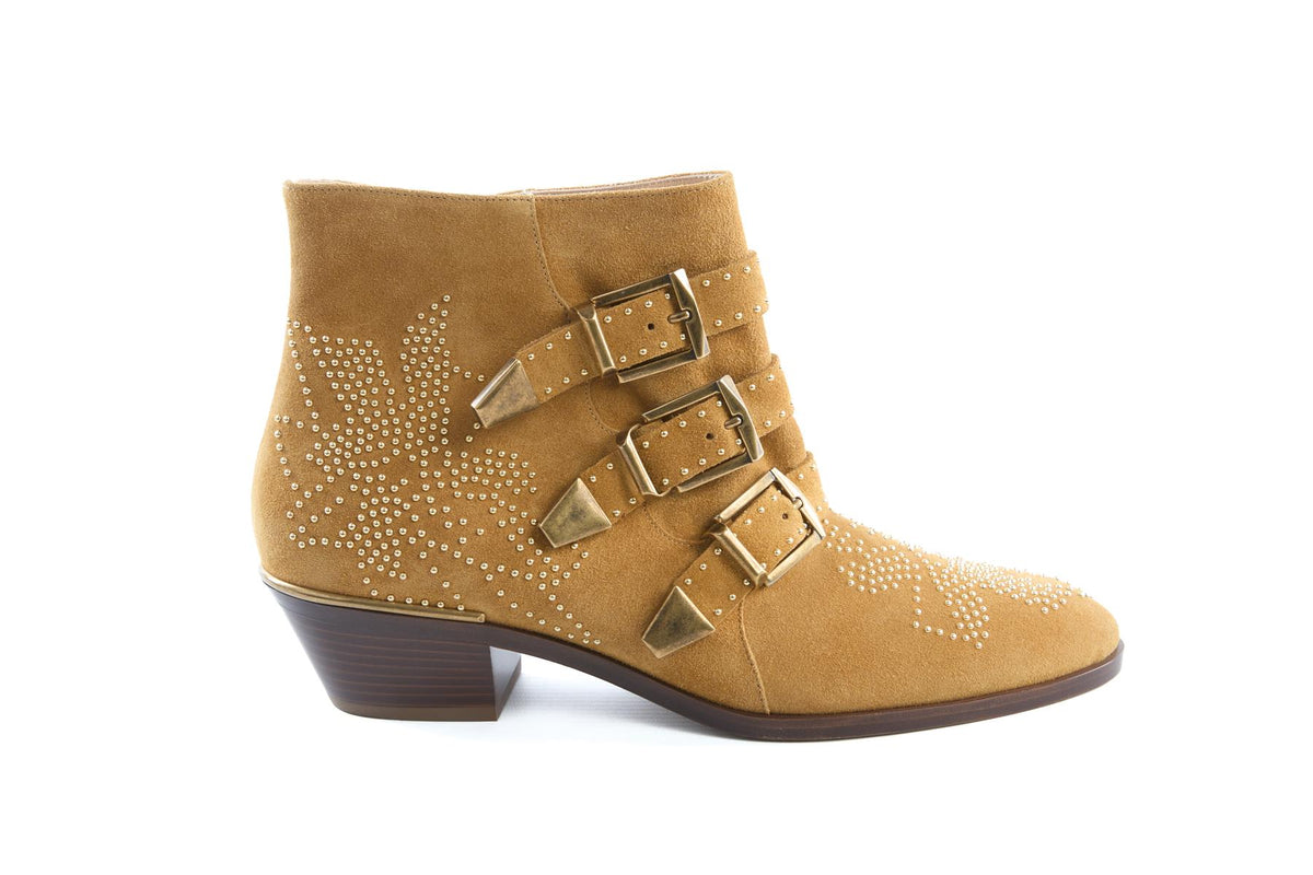 CHLOÉ TAN SUSAN SUEDE ANKLE BOOTS EU 40 UK 7 US 10