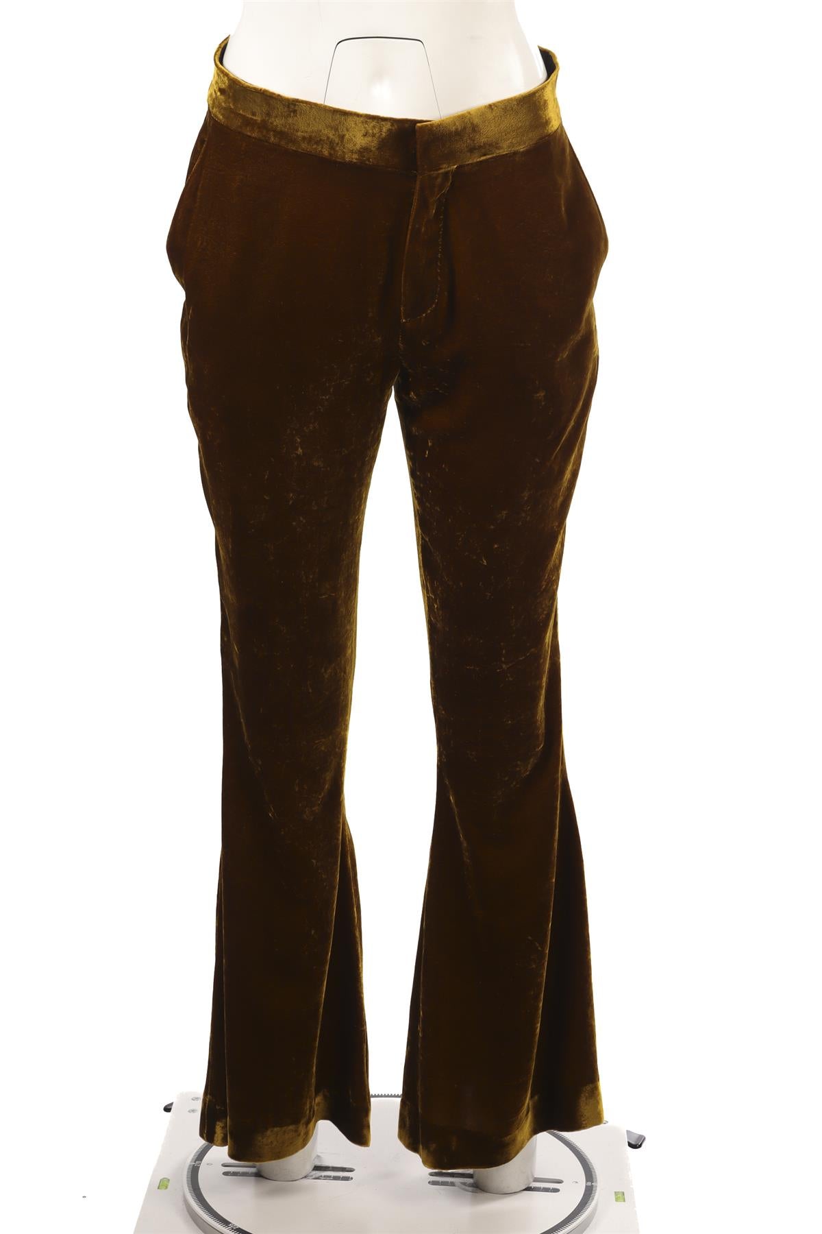 PETAR PETROV GOLD VELVET TROUSERS FLARED PANTS IT 40 UK 8