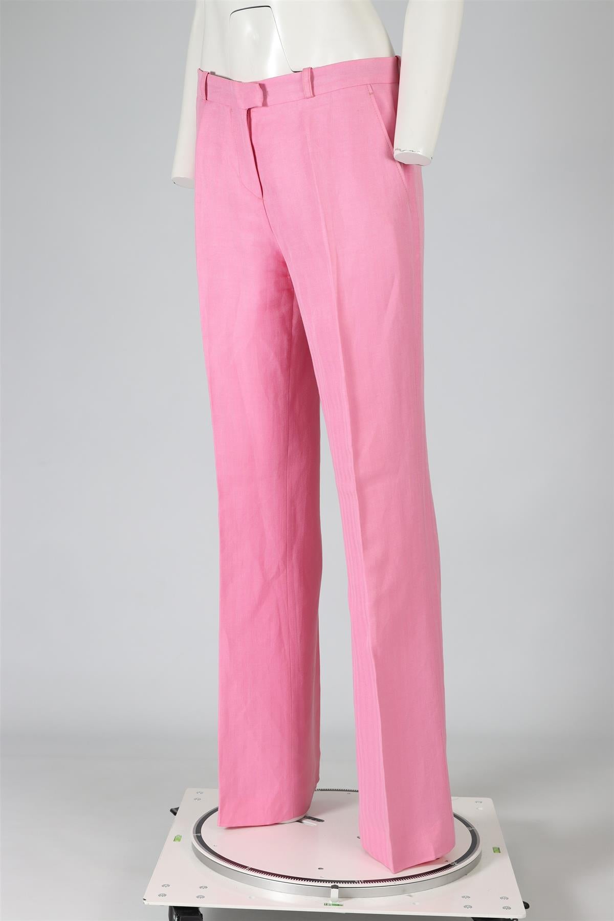 ETRO PINK LINEN STRAIGHT LEG PANTS IT 42 UK 10