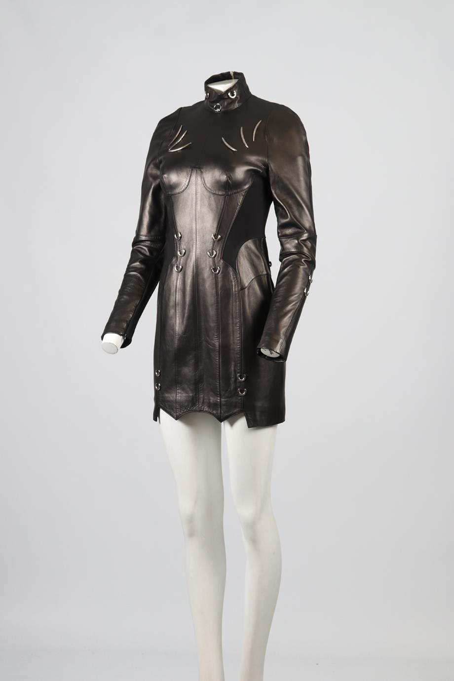 MUGLER LEATHER MINI DRESS FR 40 UK 12