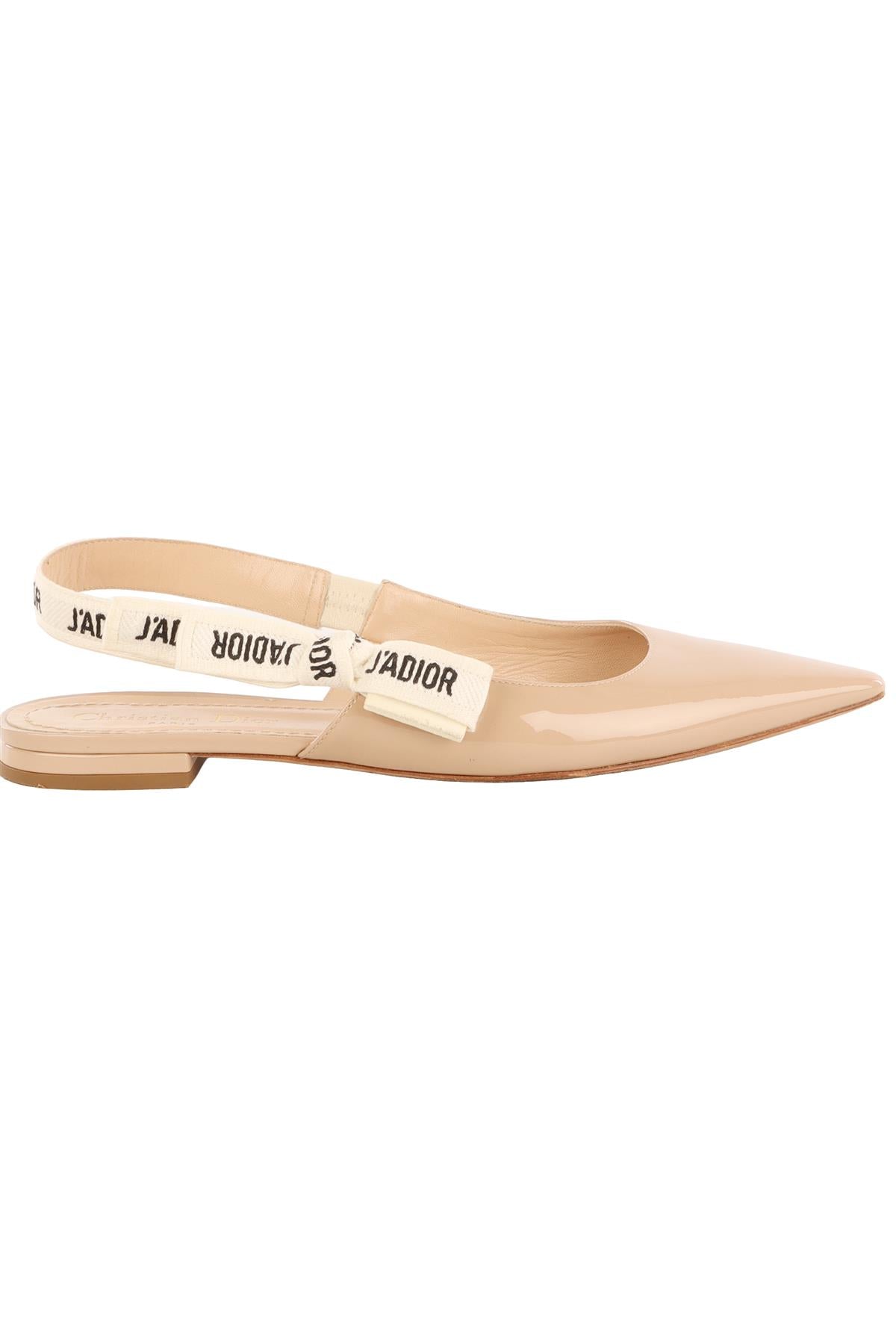 CHRISTIAN DIOR NUDE J'ADIOR PATENT LEATHER SLINGBACK BALLET FLATS EU 38 UK 5
