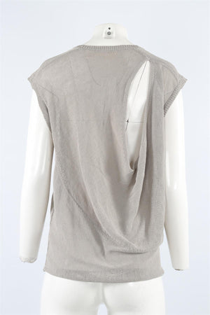 INHABIT GREY LINEN VEST SMALL