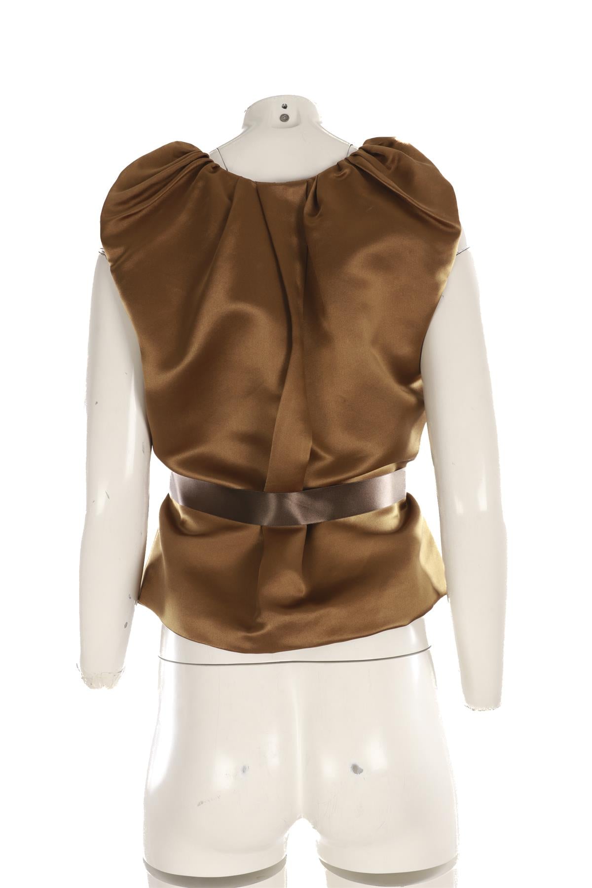 LANVIN KHAKI SILK TOP FR 38 UK 10