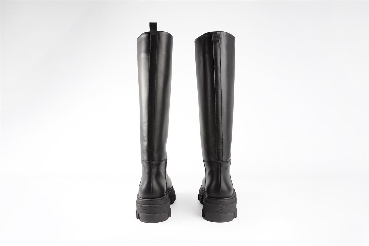 GIA + PERNILLE TEISBAEK BLACK LEATHER KNEE HIGH BOOTS EU 37 UK 4
