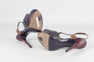 YVES SAINT LAURENT MULTI SNAKESKIN PLATFORM SANDALS EU 38 UK 5 US 8