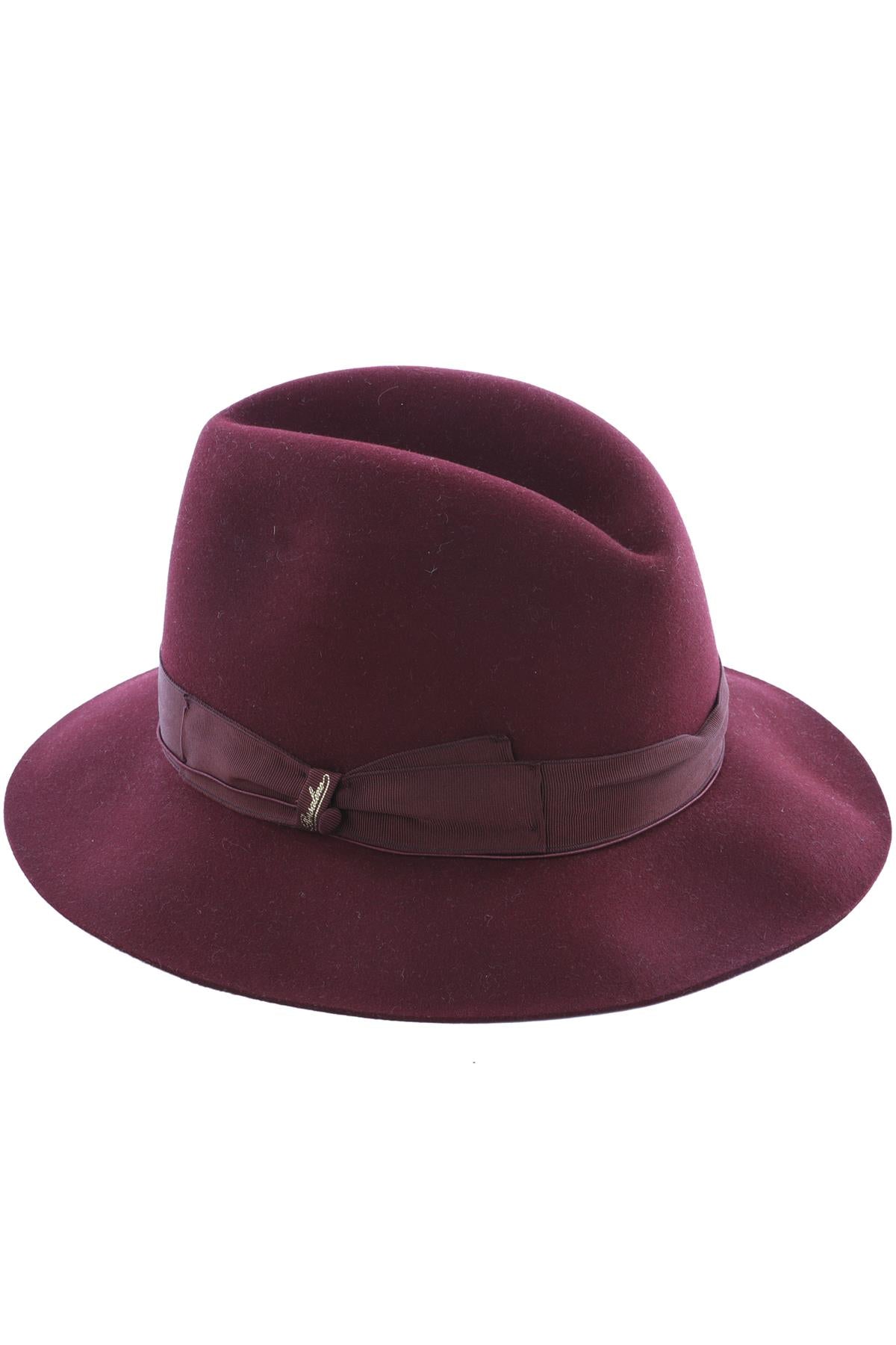 BORSALINO BURRGUNDY FELT FEDORA 58CM