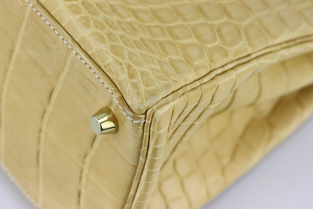 HERMÈS 2014 KELLY RETOURNE 28CM MATTE NILOTICUS CROCODILE LEATHER BAG