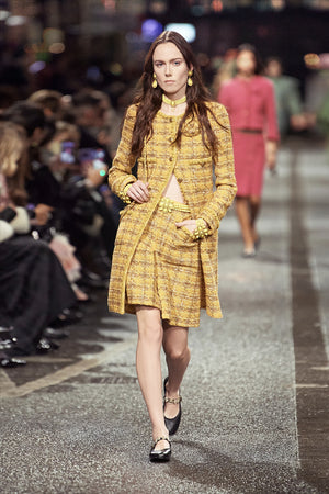 CHANEL YELLOW 2024 TWEED COAT FR 46 UK 18