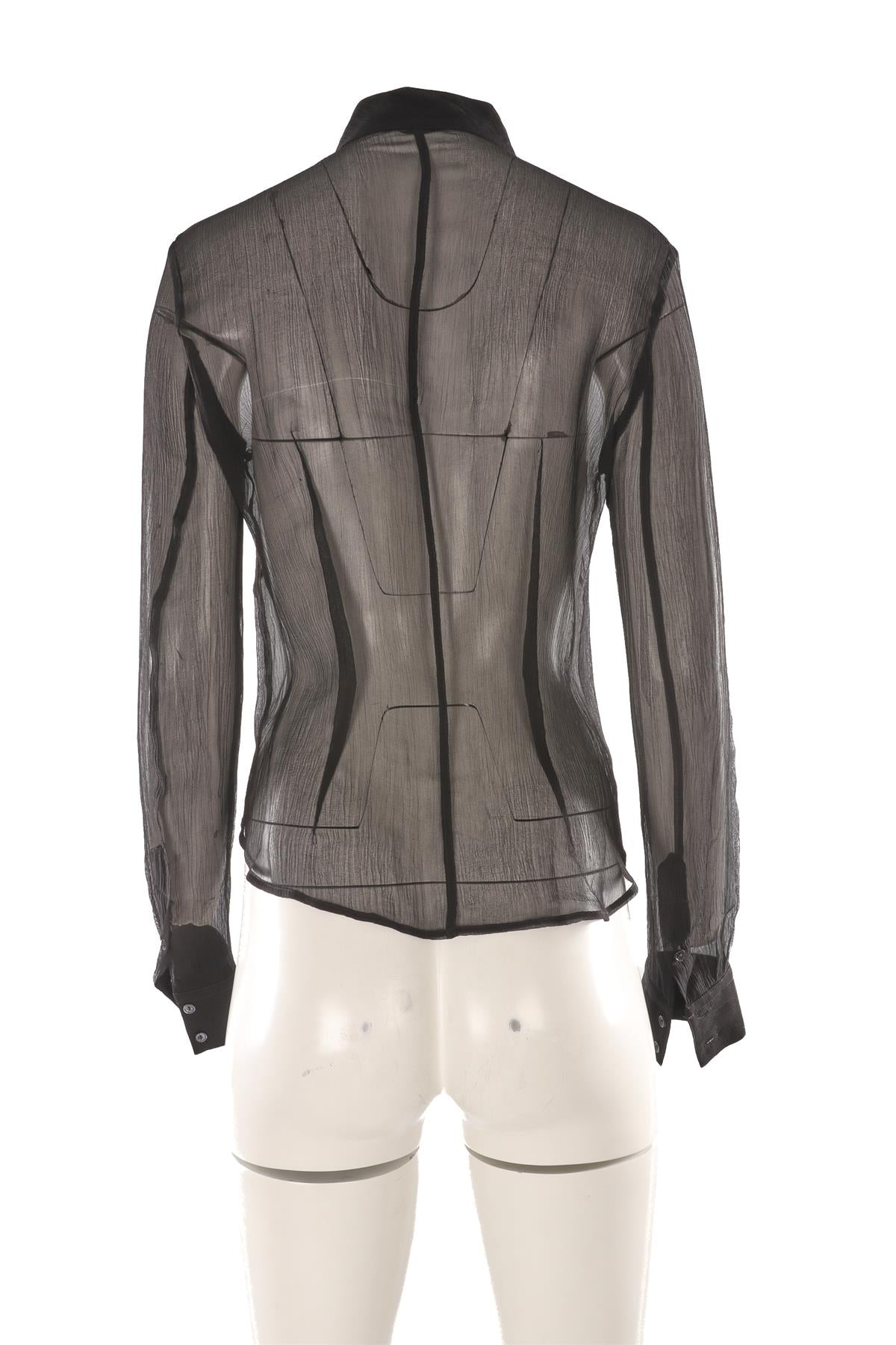 ALEXANDER MCQUEEN BLACK SILK SHIRT MEDIUM