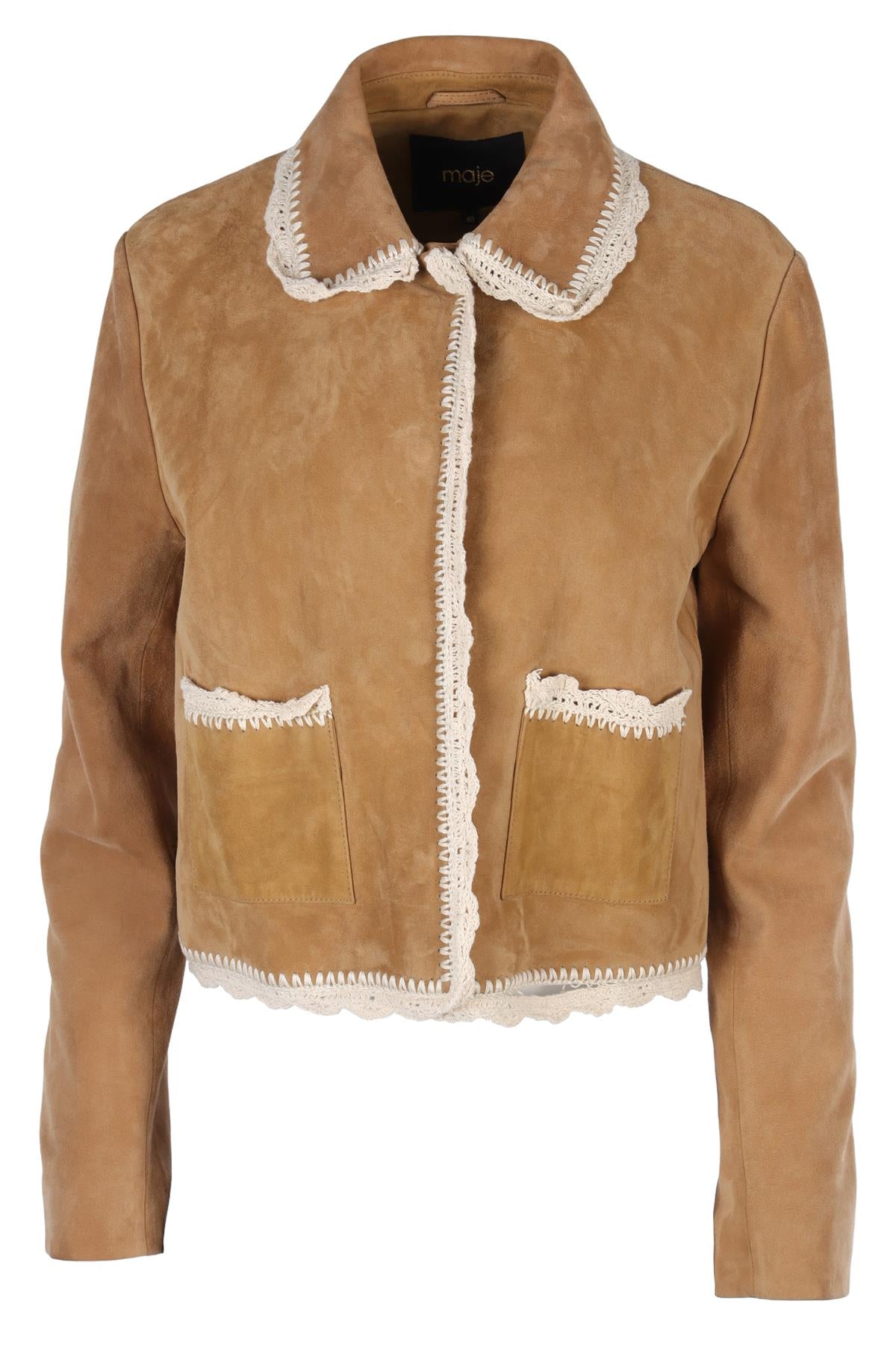 MAJE TAN SUEDE JACKET FR 40 UK 12