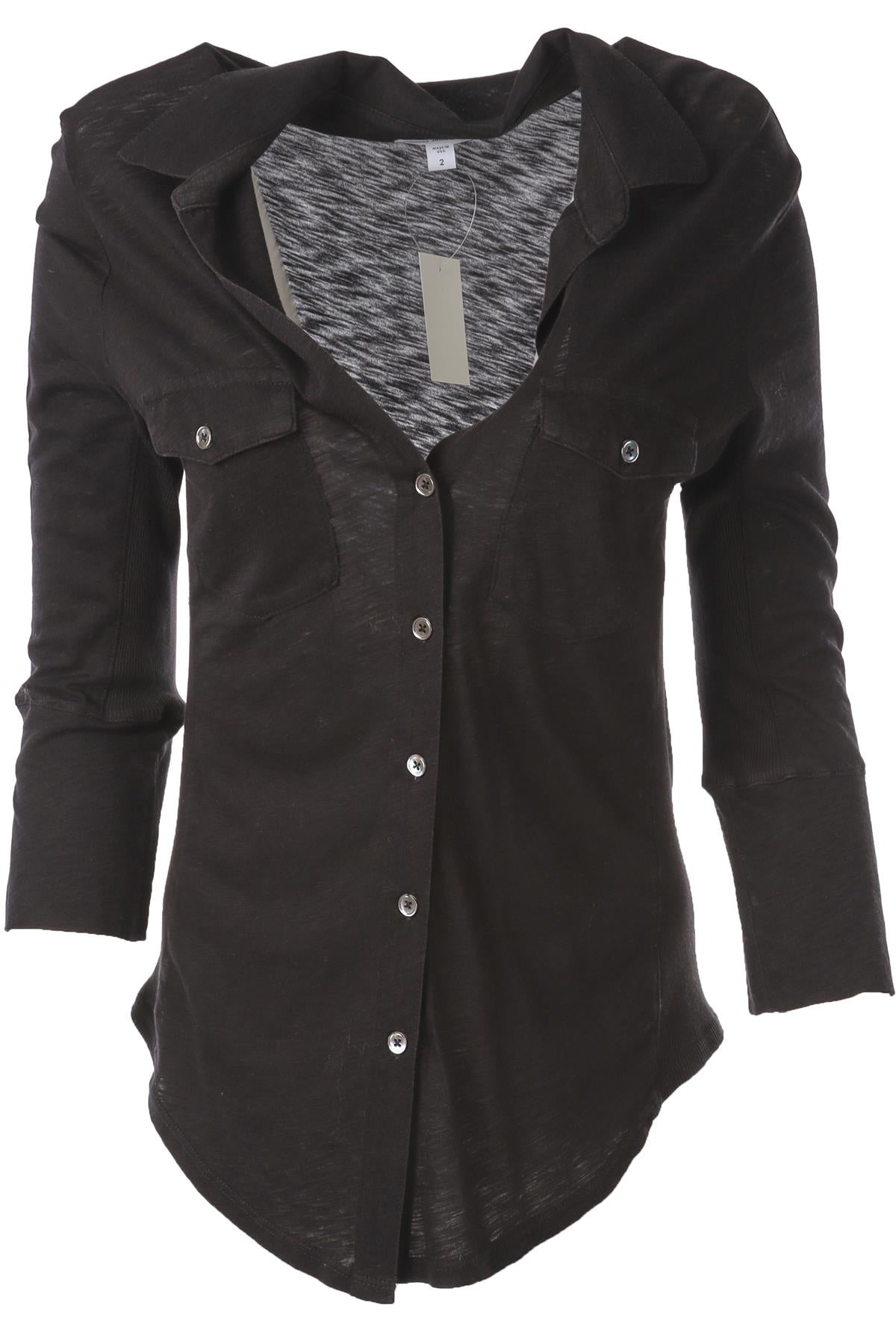 JAMES PERSE BLACK COTTON TOP MEDIUM