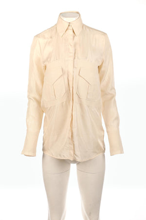 VICTORIA VICTORIA BECKHAM CREAM SILK SHIRT UK 6
