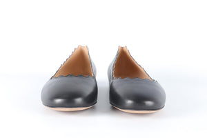 CHLOÉ BLACK LAUREN LEATHER BALLET FLATS EU 38.5 UK 5.5 US 8.5