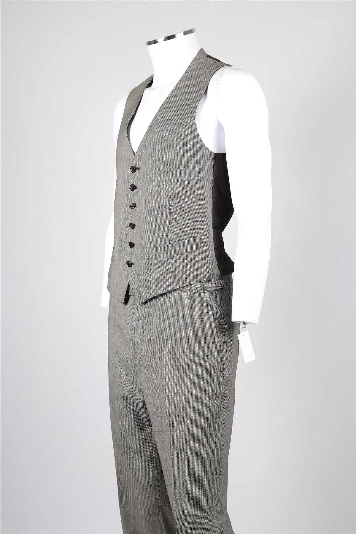 TOM FORD GREY WOOL THREE PIECE SUIT IT 48 UK 38